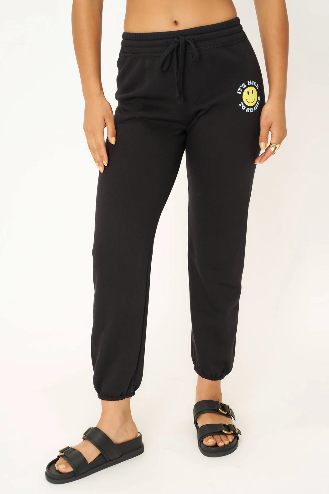 Project Social T - Be Nice Smiley Jogger in Black