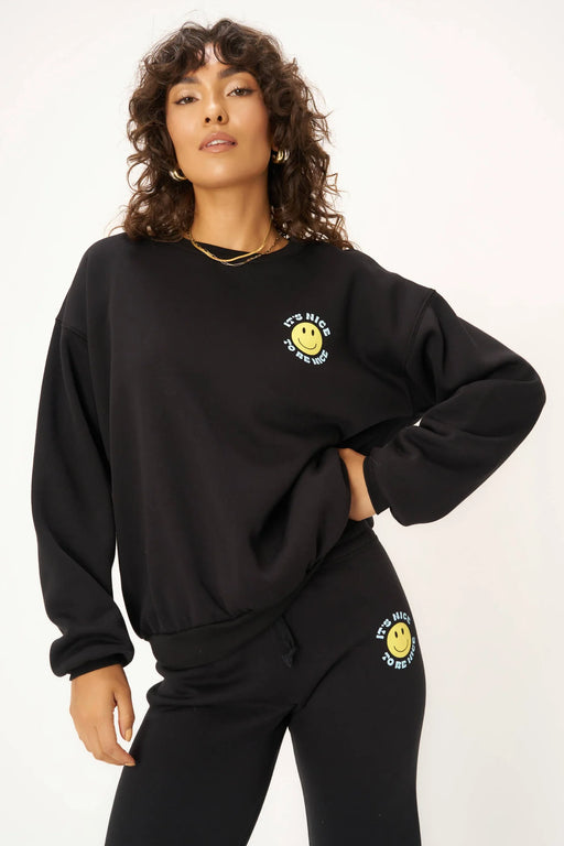 ANINE BING Harvey Leopard Crew in Vintage Black