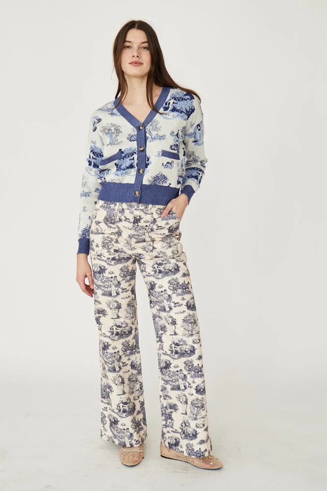 Rachel Antonoff - Blue Manhunt Printed Cori Cardigan - Kalifornia Jean Bar