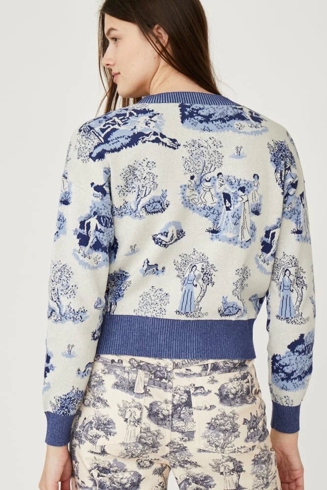 Rachel Antonoff - Blue Manhunt Printed Cori Cardigan - Kalifornia Jean Bar