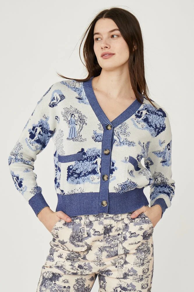 Rachel Antonoff - Blue Manhunt Printed Cori Cardigan - Kalifornia Jean Bar