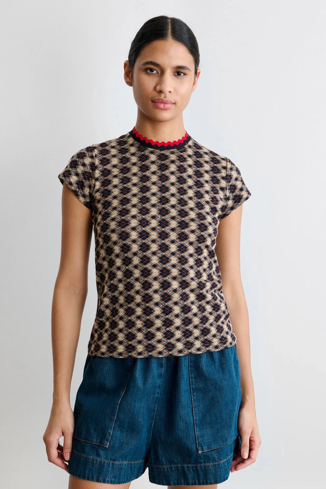 Rachel Comey - Mead Tee Brown Argyle - Kalifornia Jean Bar
