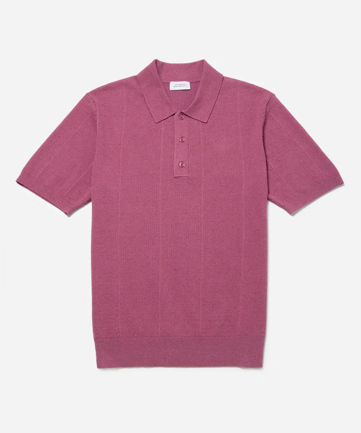 Saturdays NYC - Jahmad Linen Blend Knit Polo in Violet Quartz - Kalifornia Jean Bar