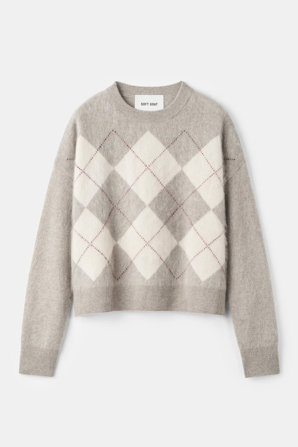 Soft Goat - Argyle Crewneck Greige - Kalifornia Jean Bar