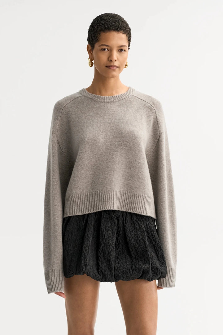 Soft Goat - Greige Cashmere Top - Kalifornia Jean Bar