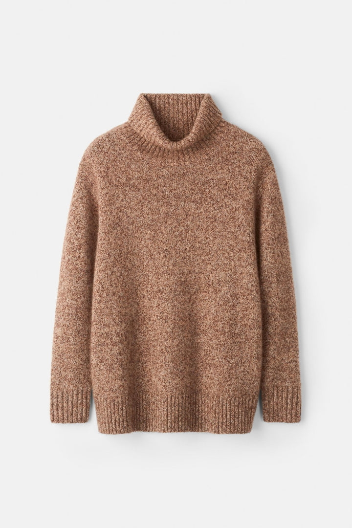 Soft Goat - Marled Relaxed Fit Turtleneck Brown Melange - Kalifornia Jean Bar