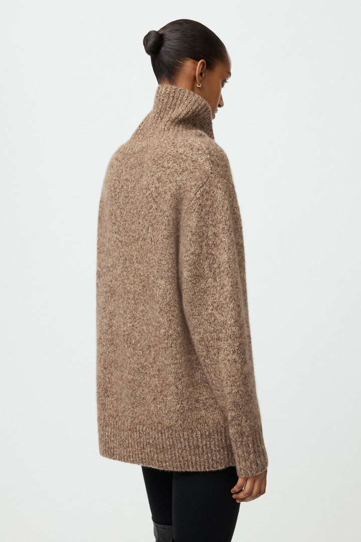 Soft Goat - Marled Relaxed Fit Turtleneck Brown Melange - Kalifornia Jean Bar