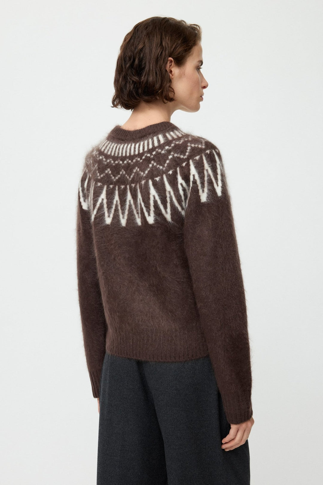 Soft Goat - Mocha Brushed Fair Isle Crewneck - Kalifornia Jean Bar