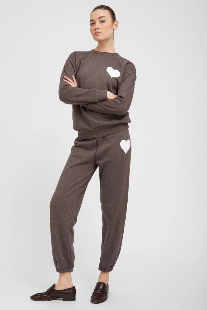 SPRWMN - Heather Brown Heart Sweatpants - Kalifornia Jean Bar