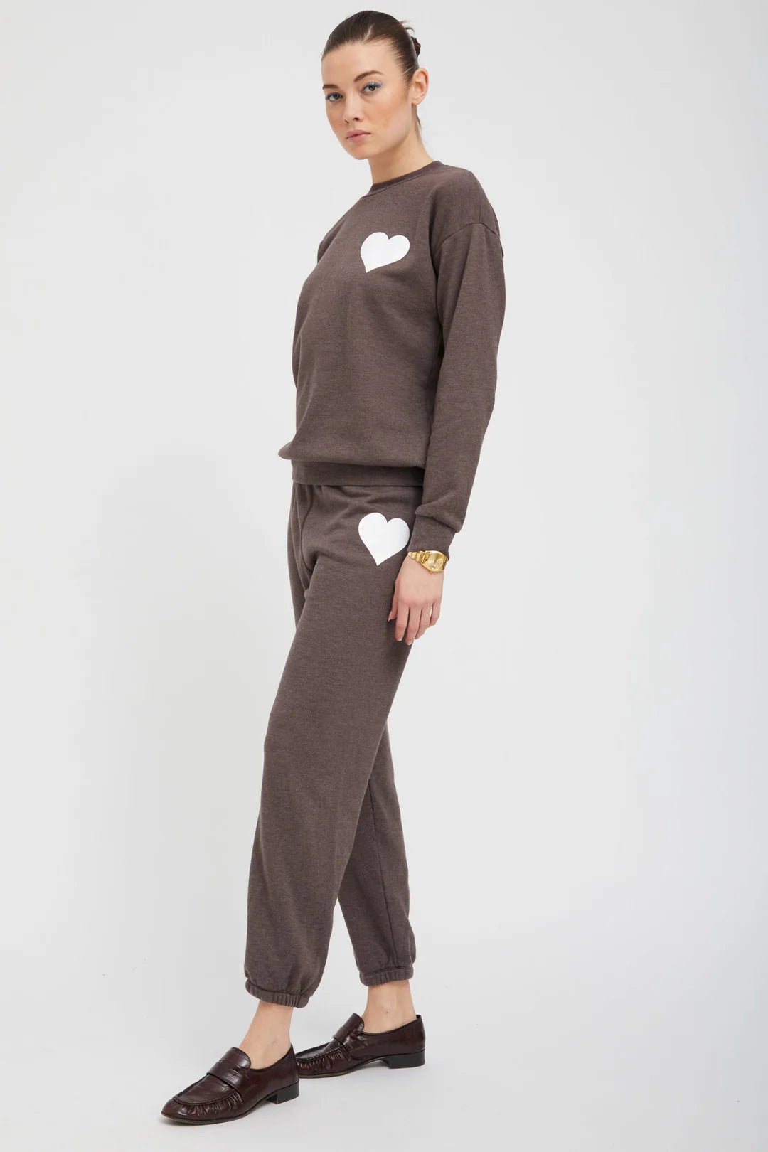 SPRWMN - Heather Brown Heart Sweatshirt - Kalifornia Jean Bar