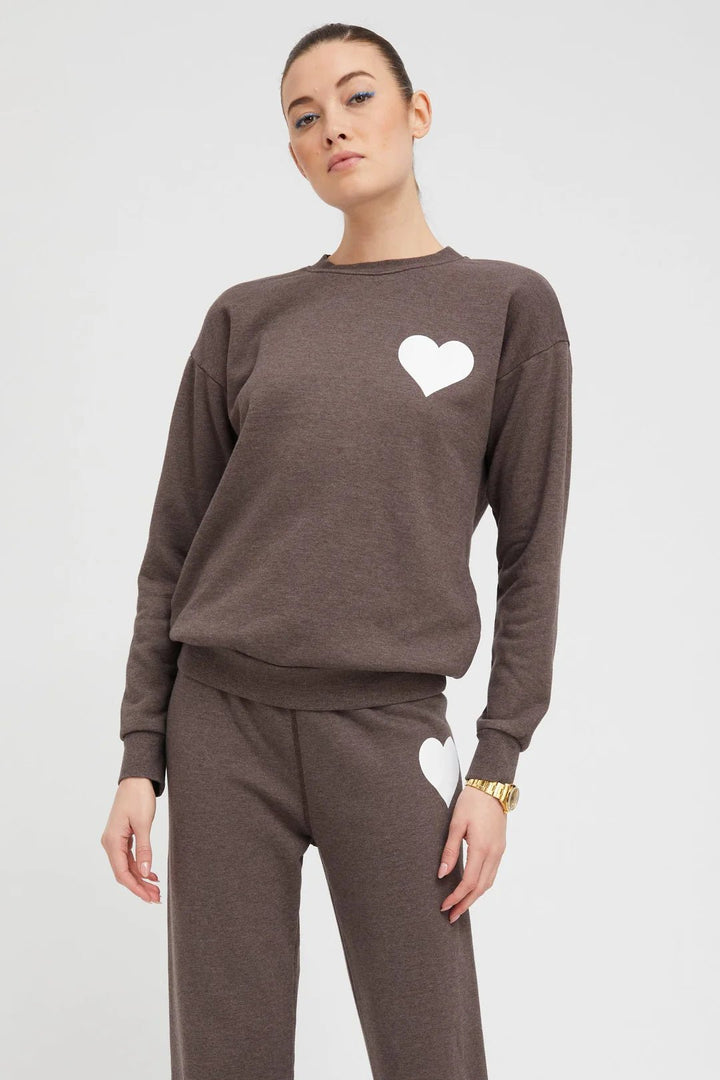 SPRWMN - Heather Brown Heart Sweatshirt - Kalifornia Jean Bar