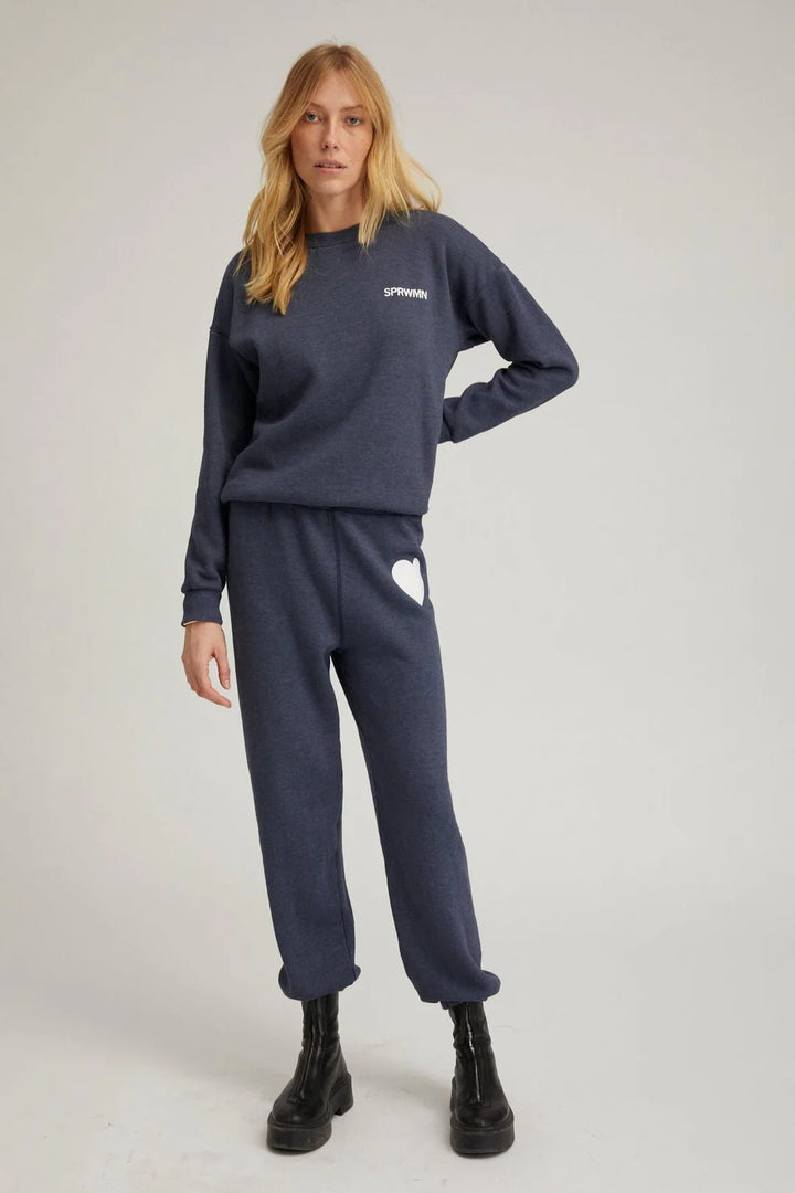 SPRWMN - Navy Heart Sweatpants - Kalifornia Jean Bar