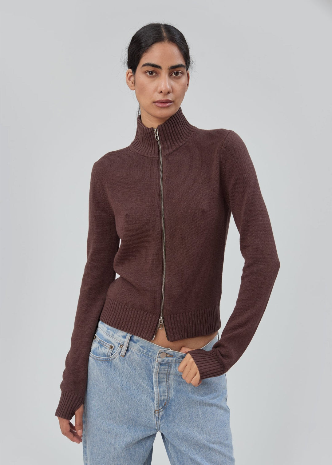 Still Here - Bleecker Zip in Chocolate Brown - Kalifornia Jean Bar