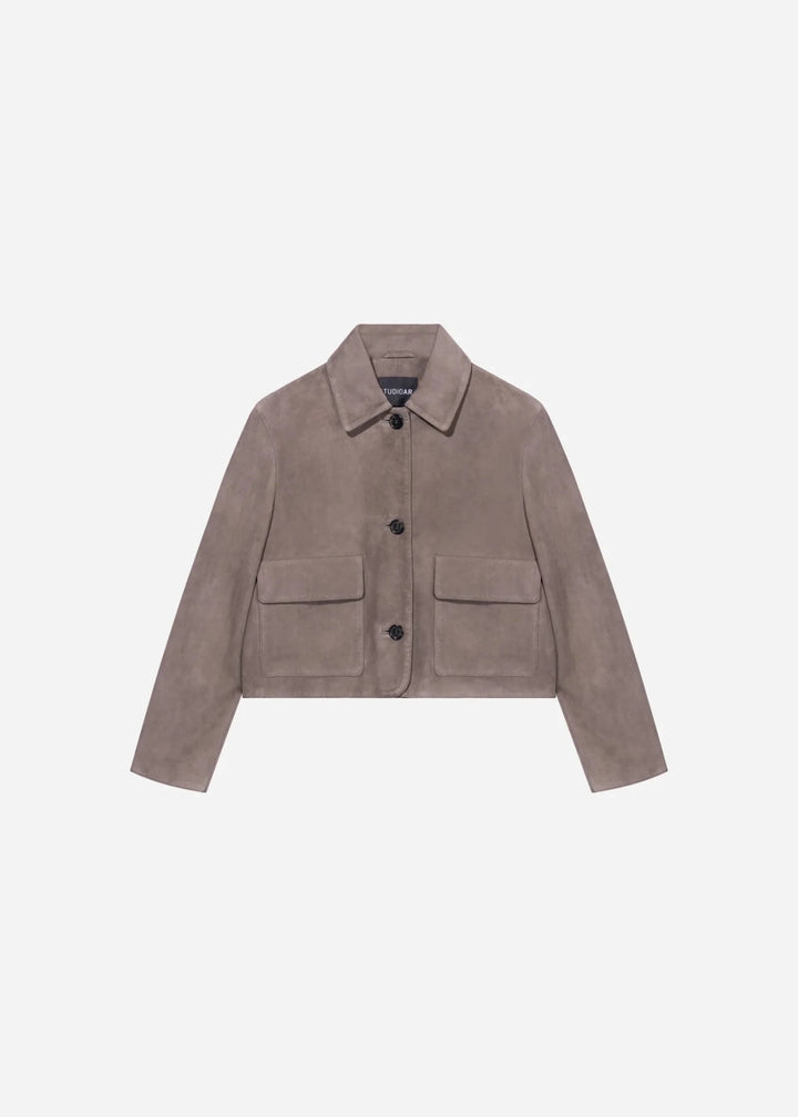 Studio AR - Marley Suede Jacket Brown Grey - Kalifornia Jean Bar