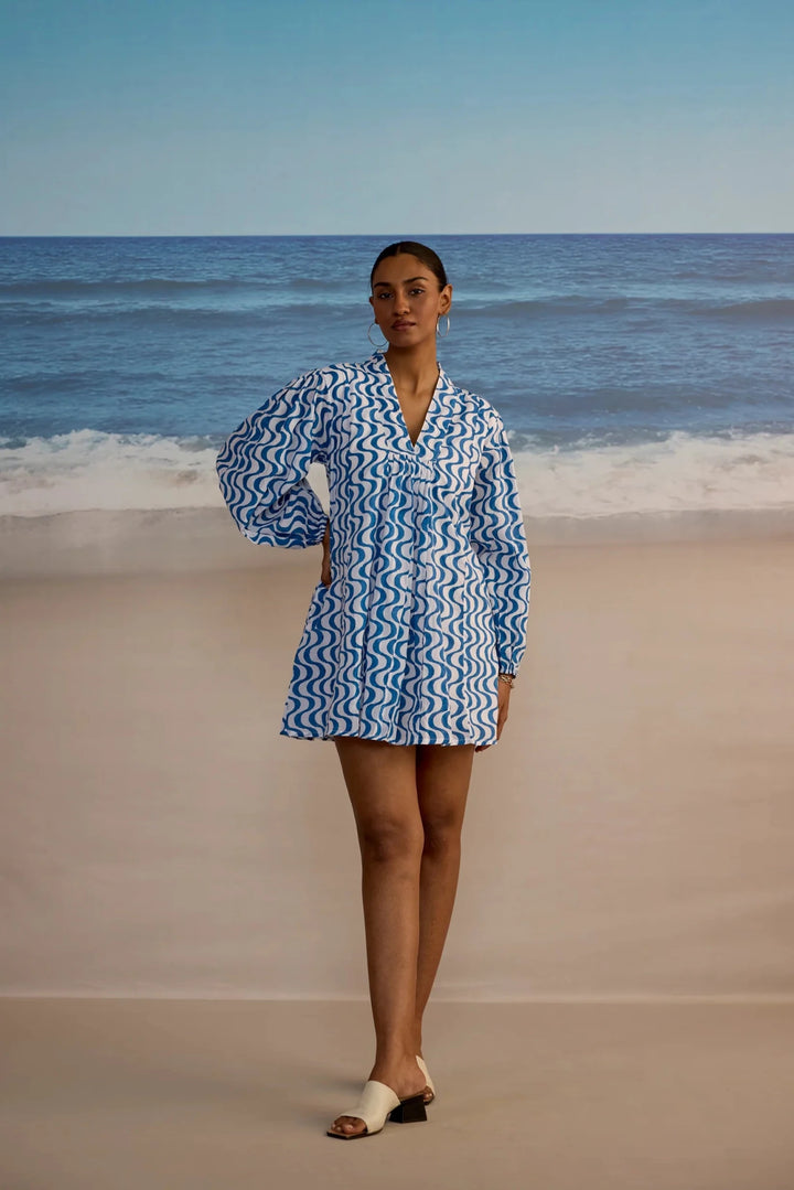 SZ Block Prints - Lara Dress Wavy Print - Kalifornia Jean Bar