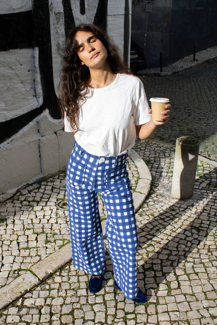 SZ Block Prints - Painter Pant Gingham Navy - Kalifornia Jean Bar