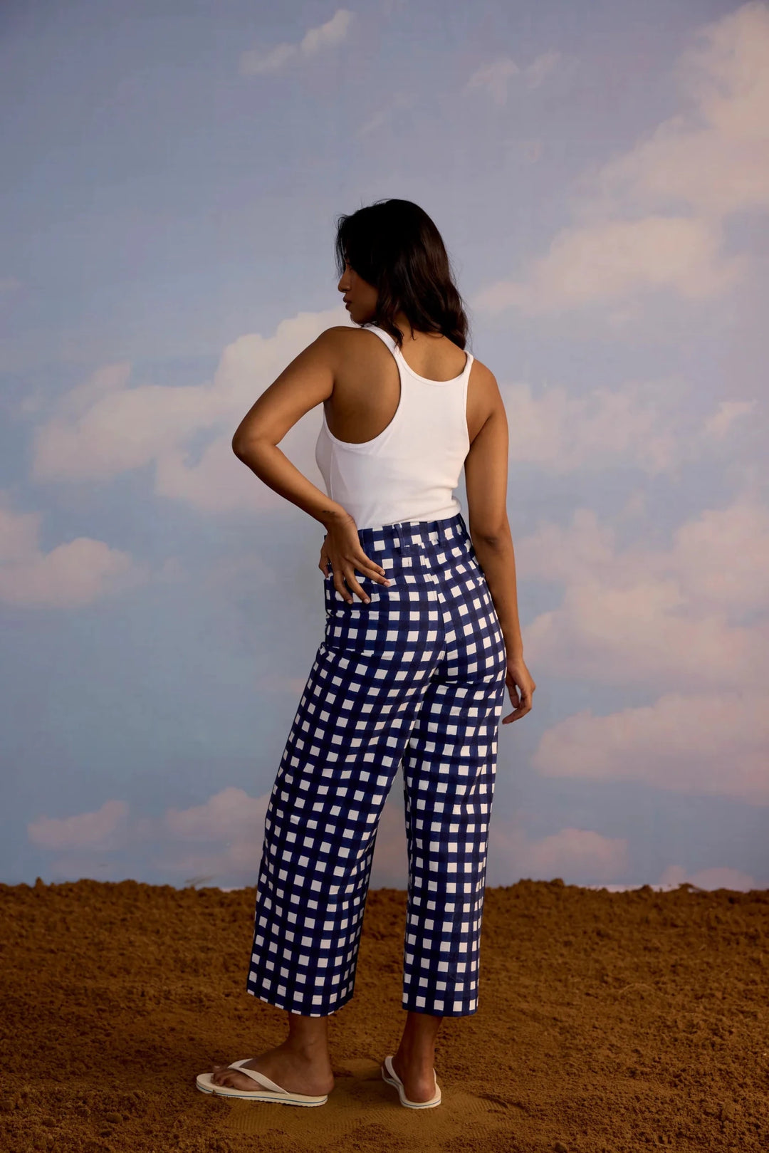 SZ Block Prints - Painter Pant Gingham Navy - Kalifornia Jean Bar