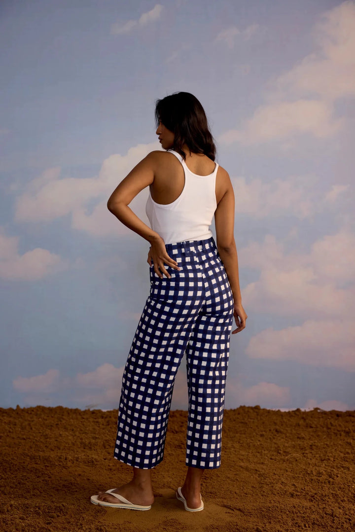 SZ Block Prints - Painter Pant Gingham Navy - Kalifornia Jean Bar