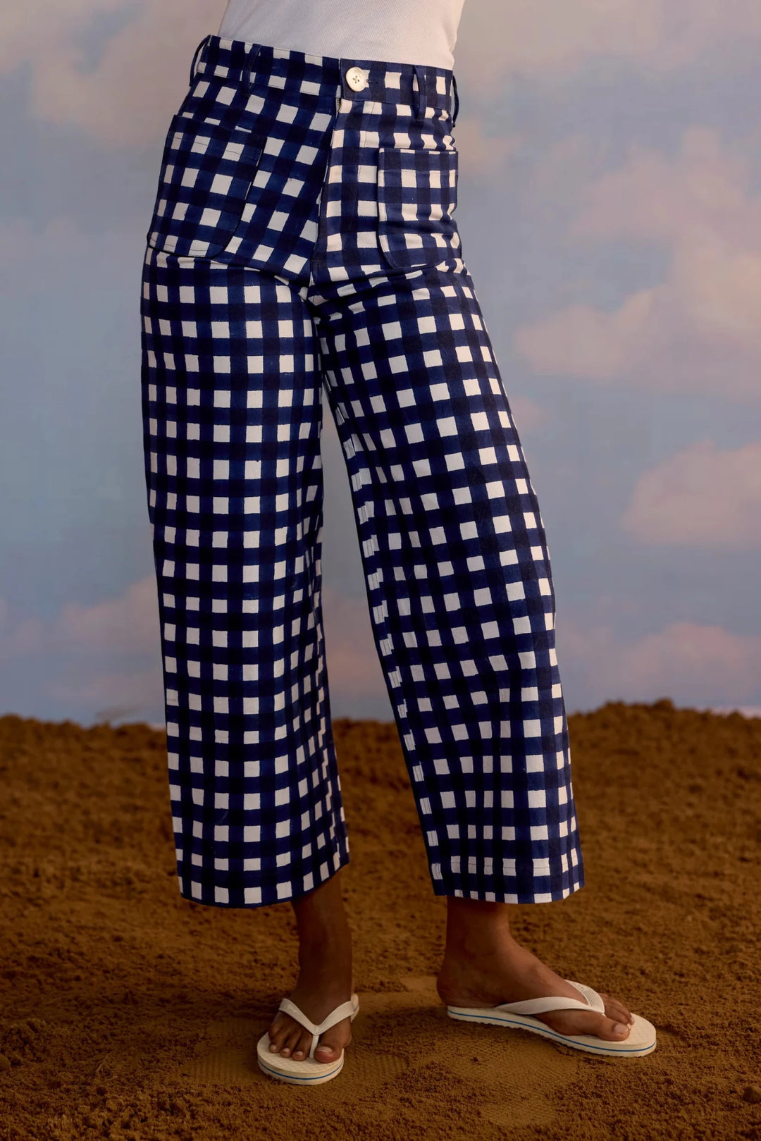 SZ Block Prints - Painter Pant Gingham Navy - Kalifornia Jean Bar