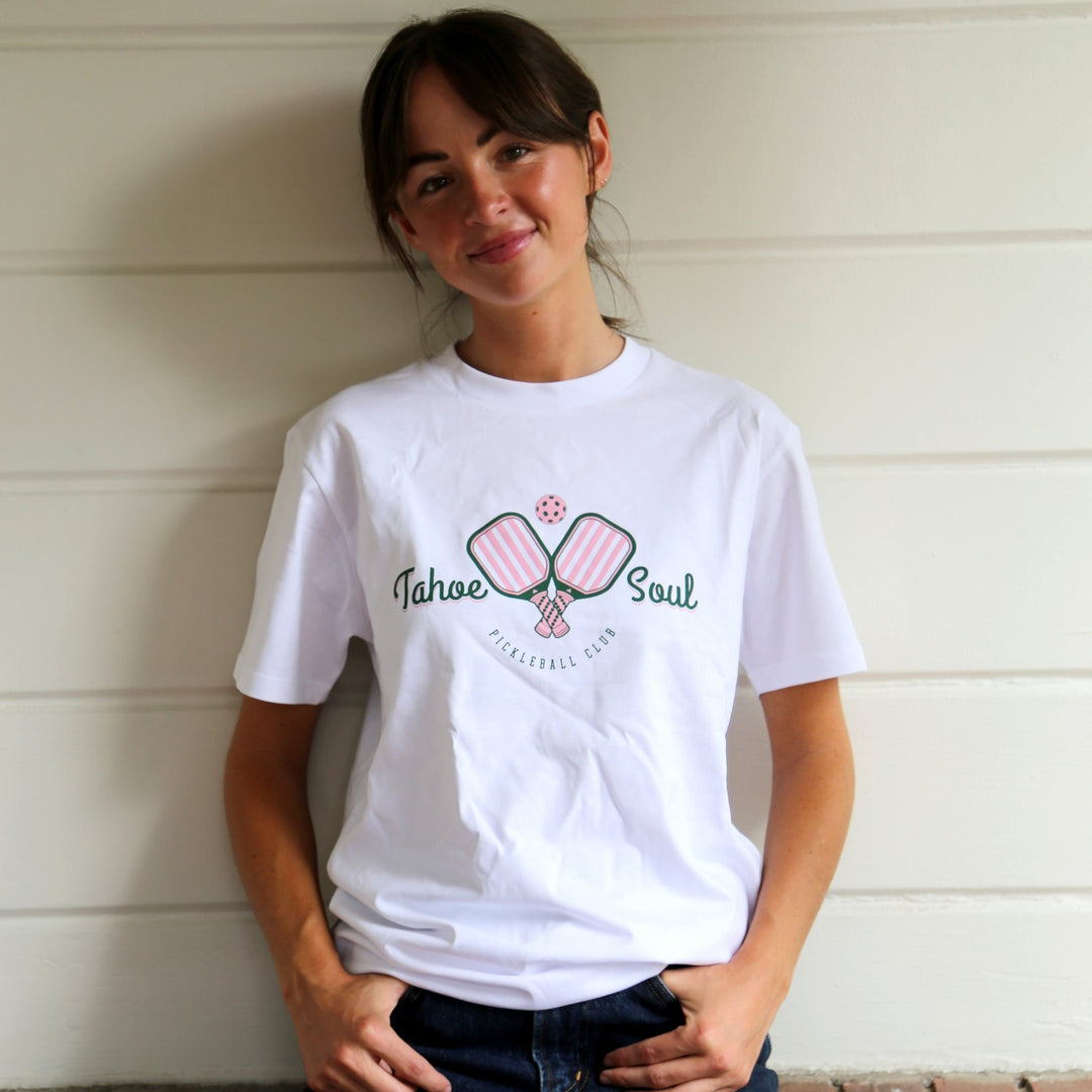 Tahoe Soul - Pickleball Club Tee in White - Kalifornia Jean Bar