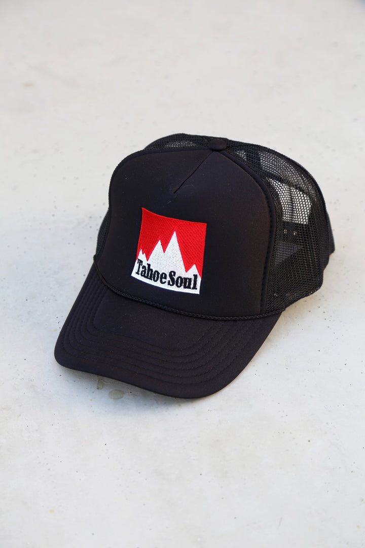 Tahoe Soul - Tahoe Mountain Smoke Black Trucker Hat - Kalifornia Jean BarTahoe Soul - Tahoe Mountain Smoke Black Trucker HatHat