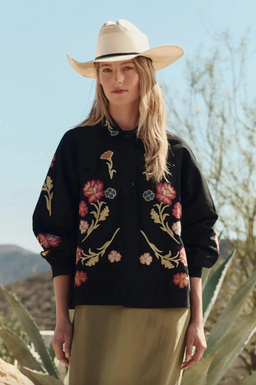The Great - Almost Black Embroidered Commodore Jacket - Kalifornia Jean Bar
