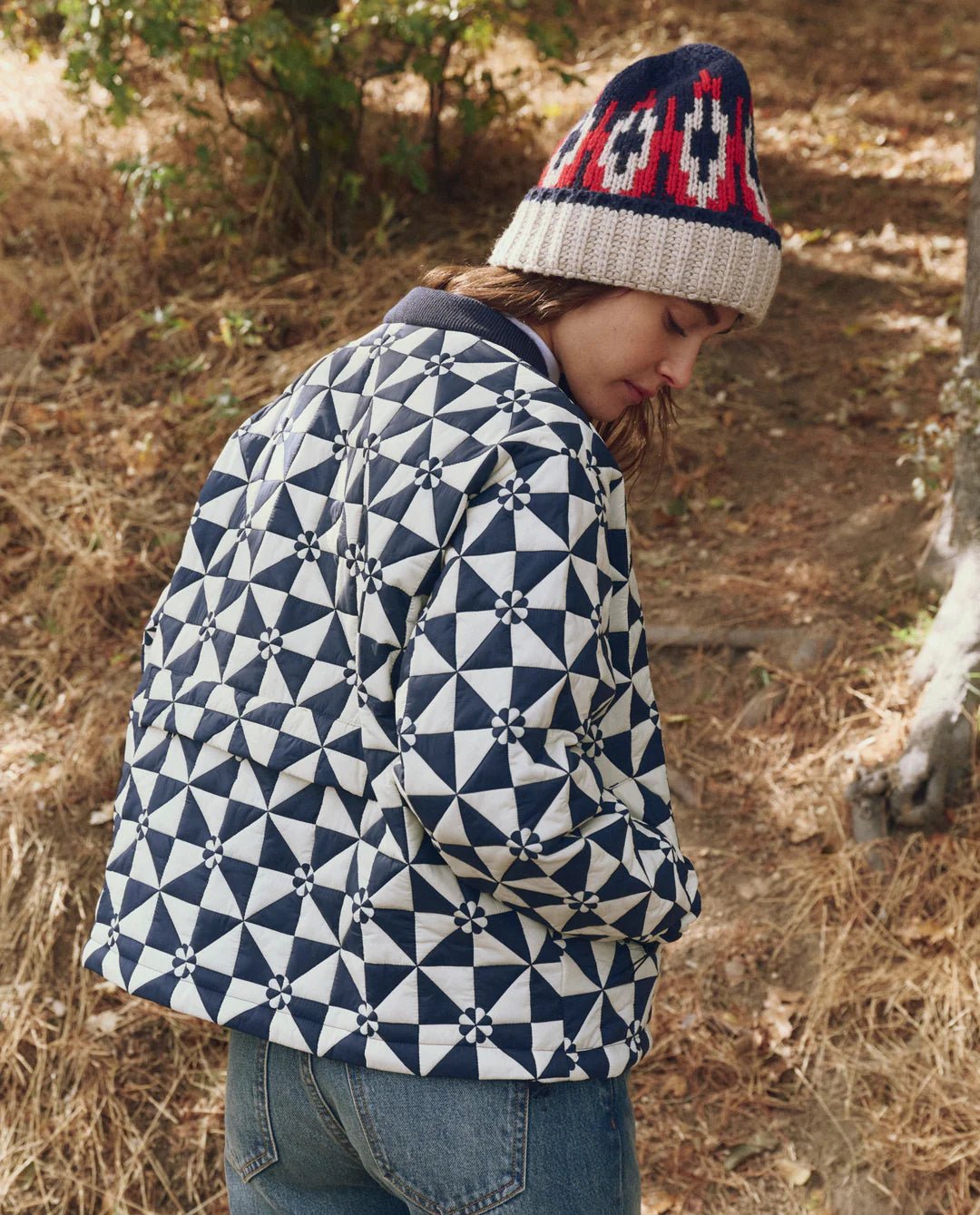 The Great - Alps Puffer Jacket in Quilted Vintage Navy - Kalifornia Jean Bar