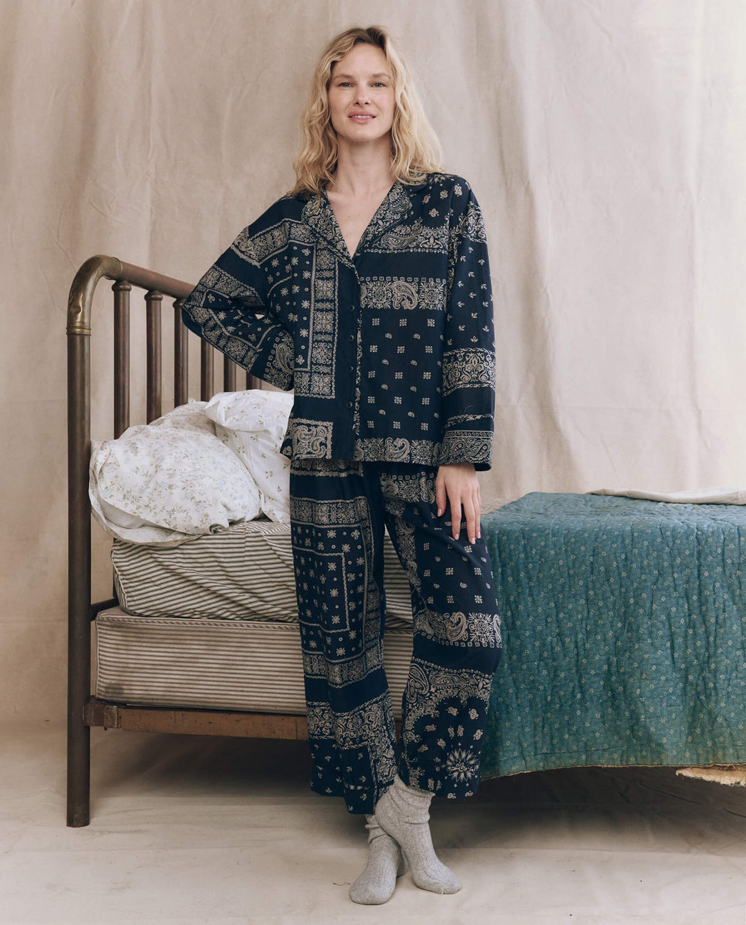 The Great - Bandana Patchwork Pajama Shirt - Kalifornia Jean Bar