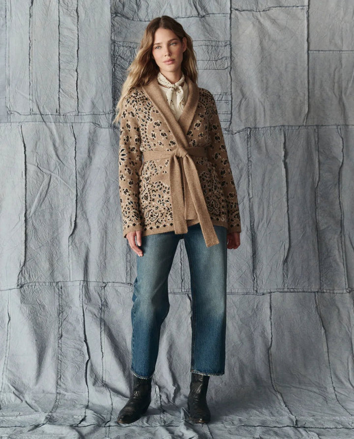 The Great - Bandana Riding Cardigan in Camel - Kalifornia Jean Bar