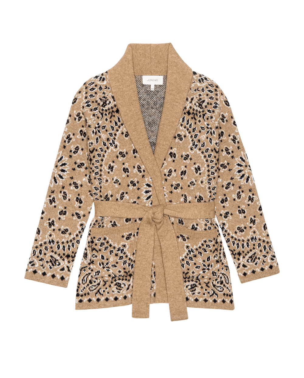 The Great - Bandana Riding Cardigan in Camel - Kalifornia Jean Bar