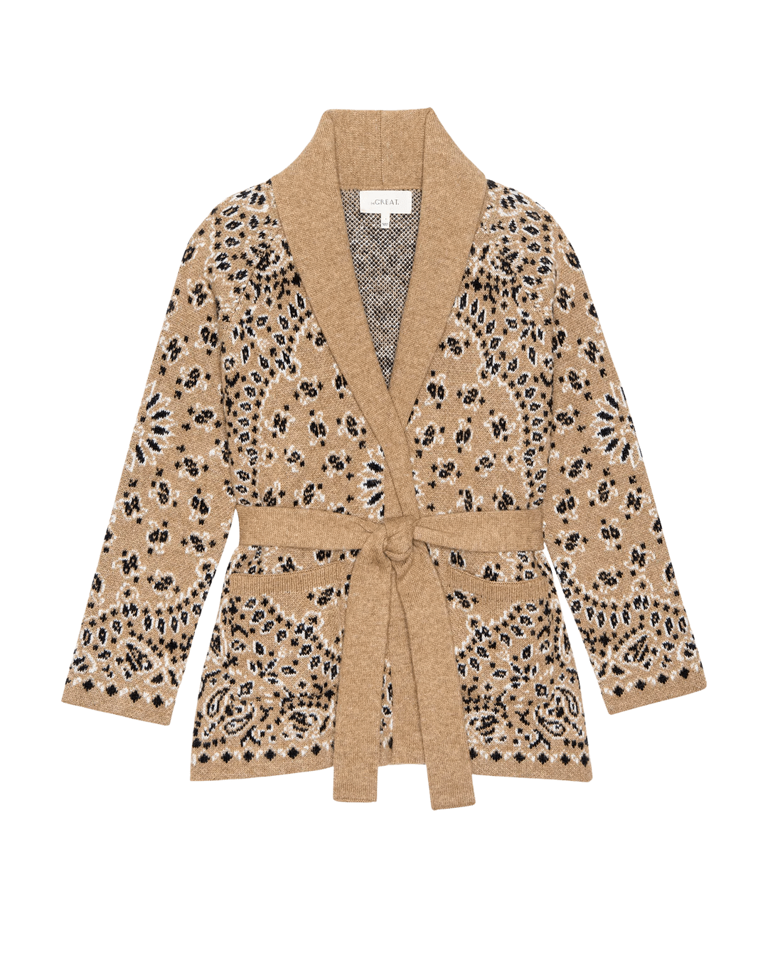 The Great - Bandana Riding Cardigan in Camel - Kalifornia Jean Bar