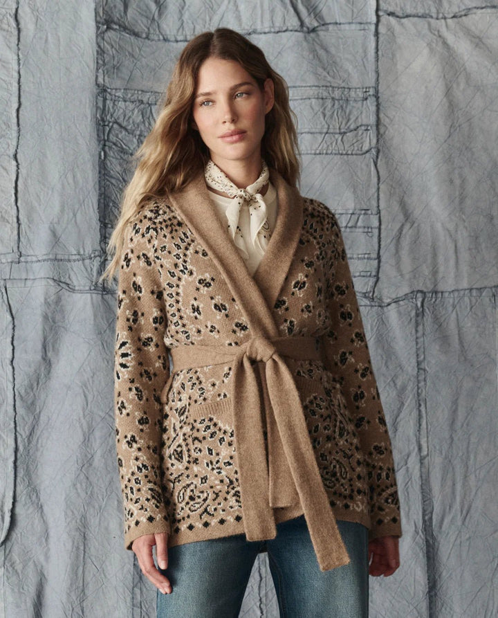 The Great - Bandana Riding Cardigan in Camel - Kalifornia Jean Bar