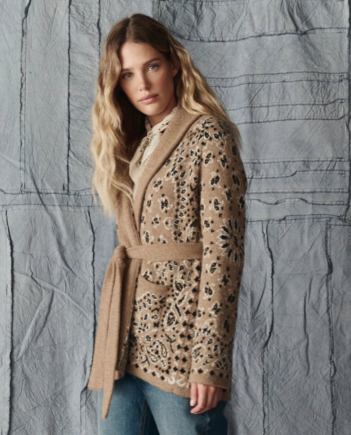The Great - Bandana Riding Cardigan in Camel - Kalifornia Jean Bar
