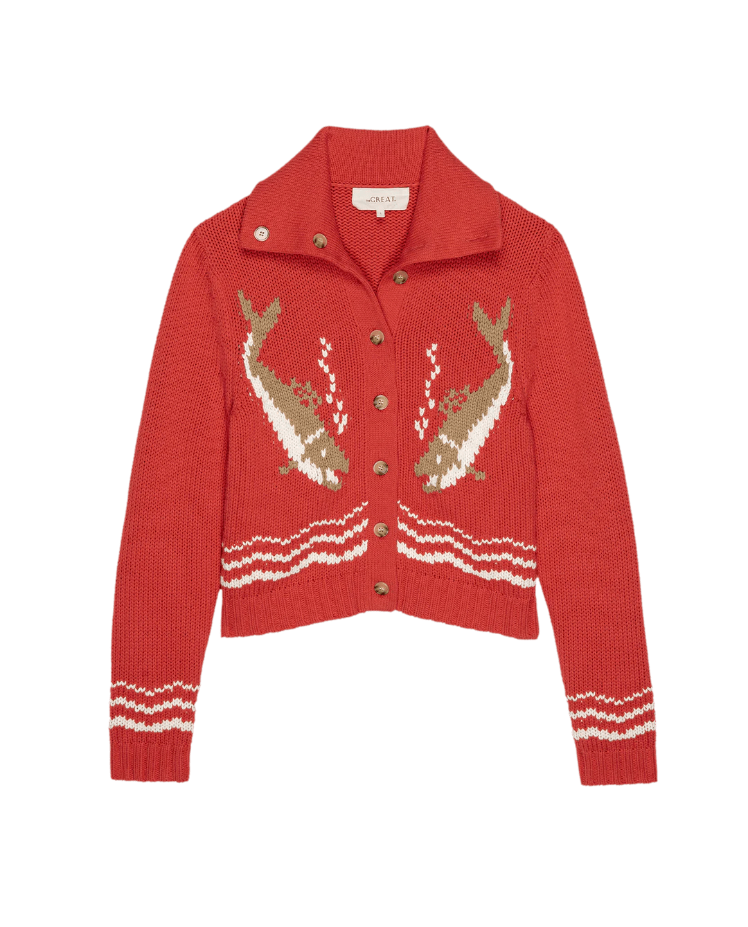 The Great - Bass Cardigan in Hot Red - Kalifornia Jean Bar