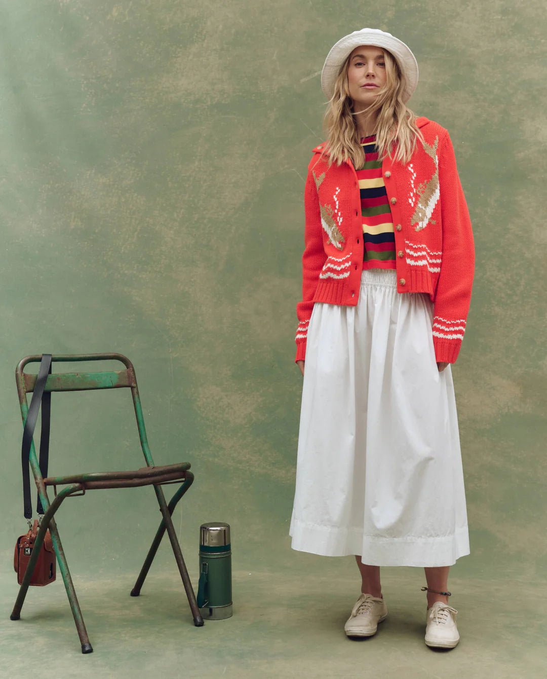 The Great - Bass Cardigan in Hot Red - Kalifornia Jean Bar