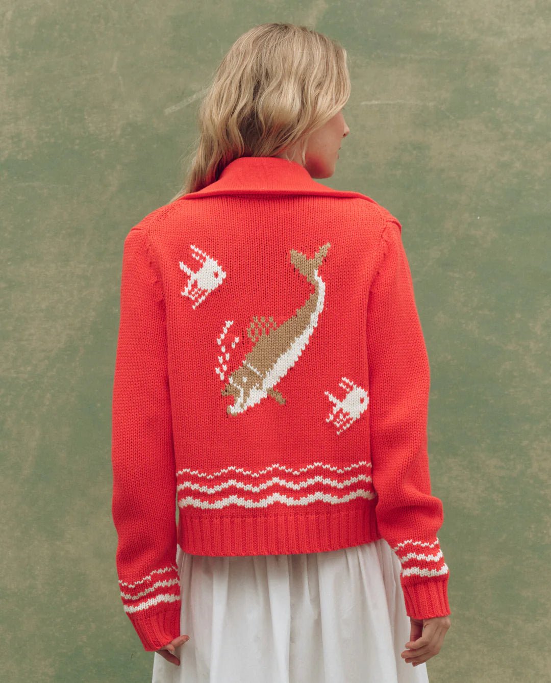 The Great - Bass Cardigan in Hot Red - Kalifornia Jean Bar
