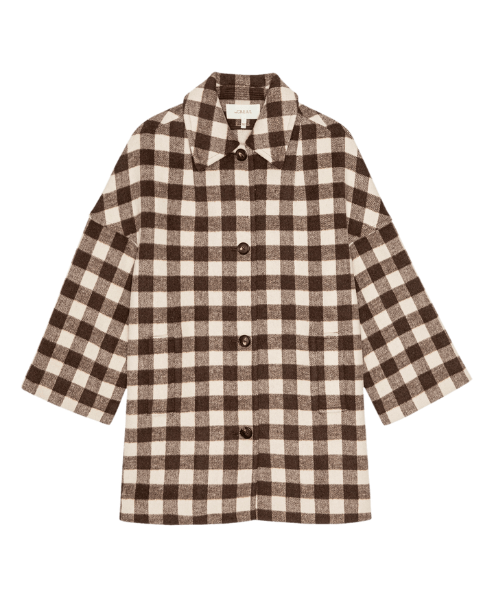 THE GREAT. - Car Coat Chocolate/Cream Check - Kalifornia Jean Bar