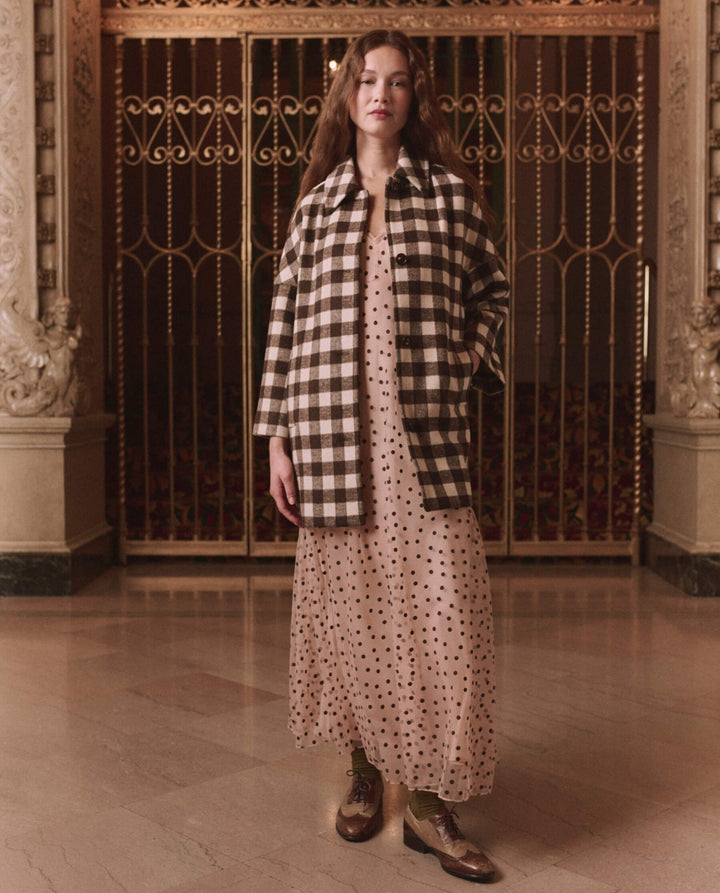 THE GREAT. - Car Coat Chocolate/Cream Check - Kalifornia Jean Bar