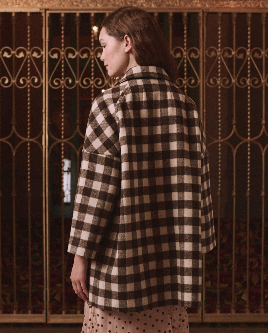 THE GREAT. - Car Coat Chocolate/Cream Check - Kalifornia Jean Bar