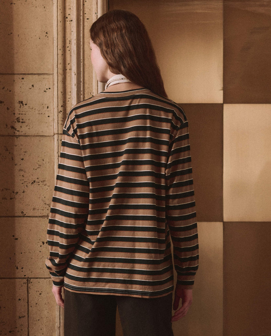 THE GREAT. - Cigar Stripe Long Sleeve Relaxed Crew - Kalifornia Jean Bar