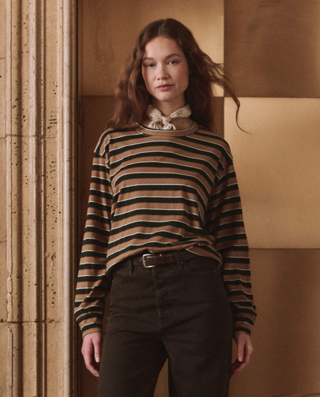 THE GREAT. - Cigar Stripe Long Sleeve Relaxed Crew - Kalifornia Jean Bar