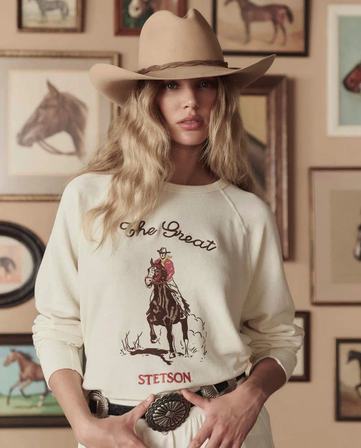 The Great - College Sweatshirt Stetson Graphic Washed White - Kalifornia Jean Bar