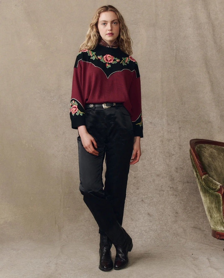 The Great - Heirloom Rose Pullover in Wine - Kalifornia Jean Bar