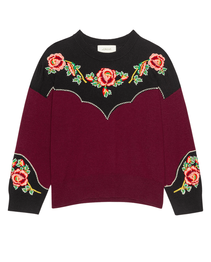 The Great - Heirloom Rose Pullover in Wine - Kalifornia Jean Bar