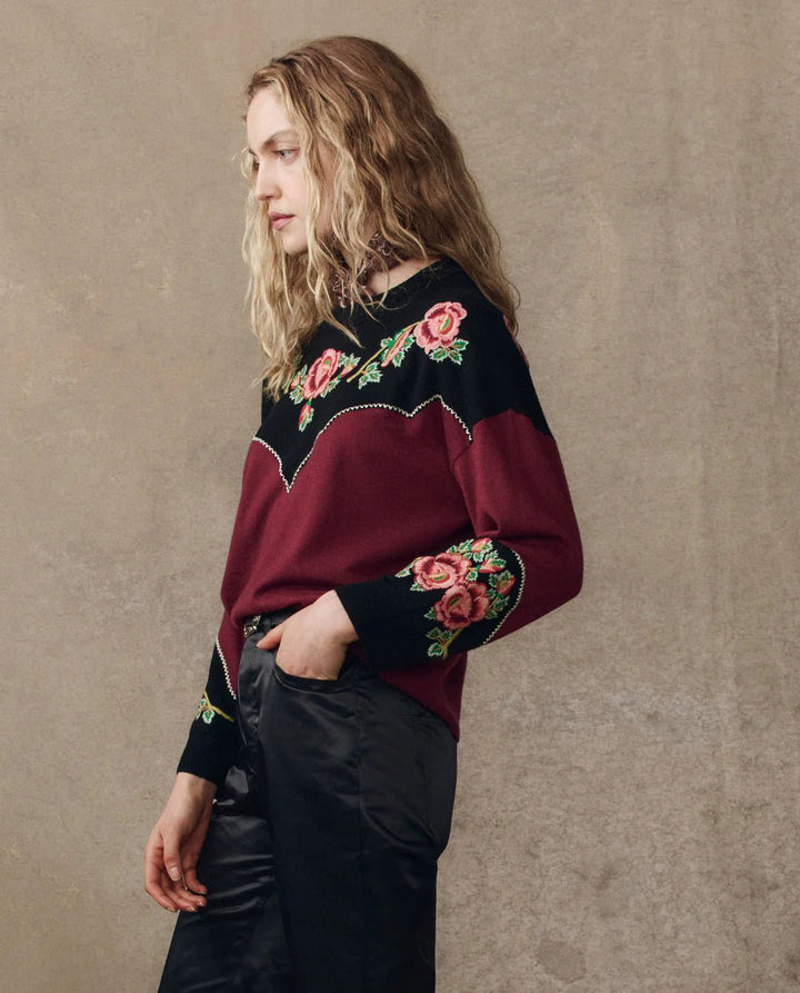 The Great - Heirloom Rose Pullover in Wine - Kalifornia Jean Bar