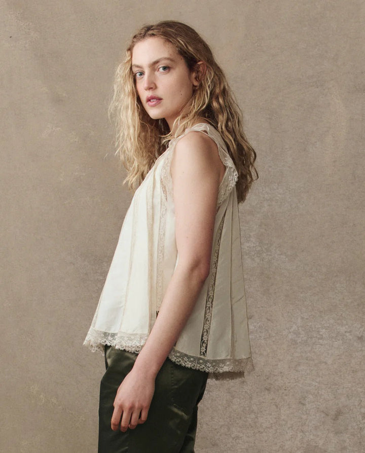 The Great - Keepsake Lace Shell Top in Cream - Kalifornia Jean Bar