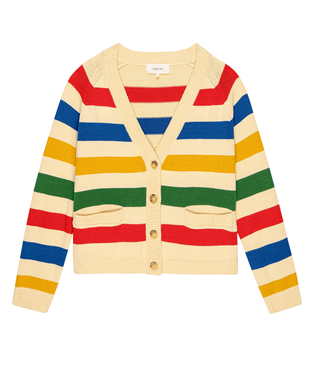 THE GREAT - Multi Range Stripe Varsity Cardigan - Kalifornia Jean Bar