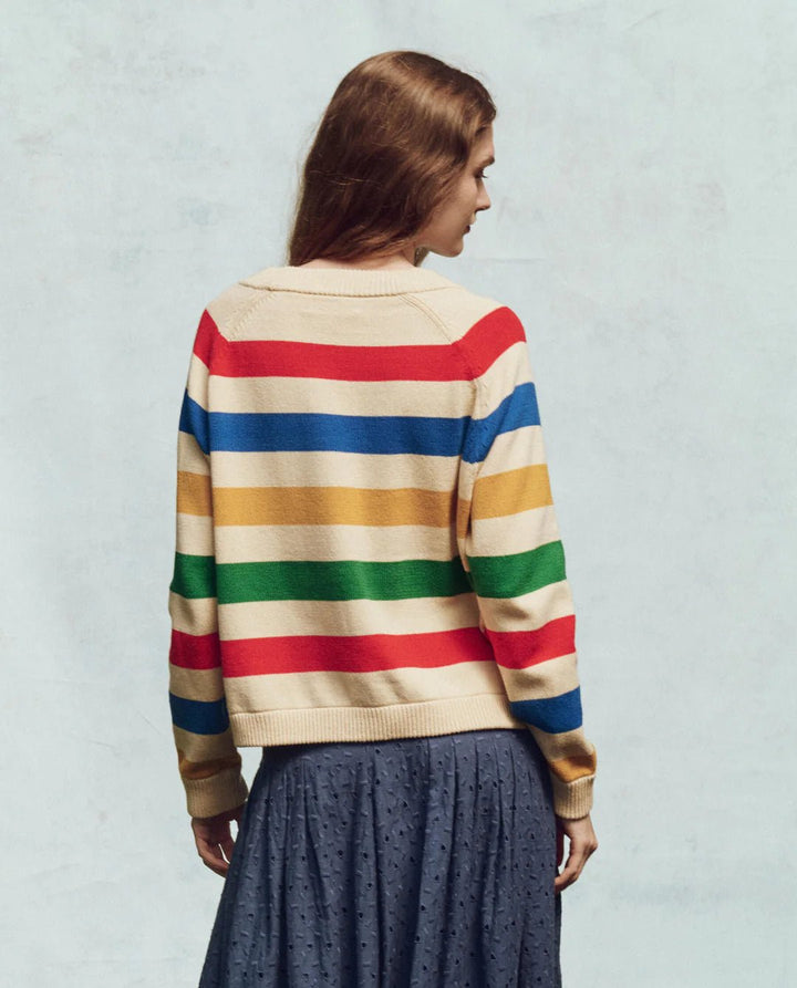 THE GREAT - Multi Range Stripe Varsity Cardigan - Kalifornia Jean Bar