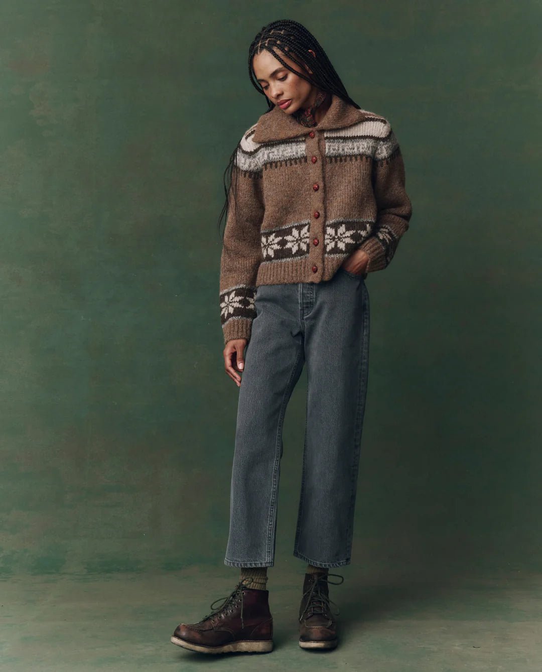 The Great - Nordic Scholar Cardigan Hickory Fair Aisle - Kalifornia Jean Bar