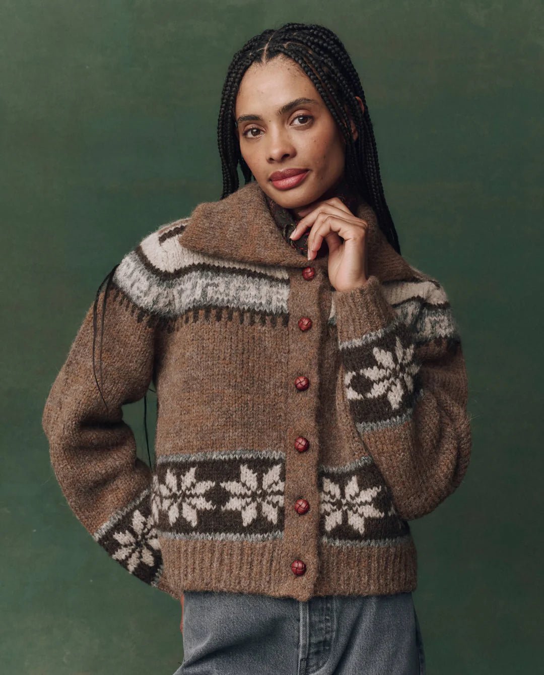 The Great - Nordic Scholar Cardigan Hickory Fair Aisle - Kalifornia Jean Bar